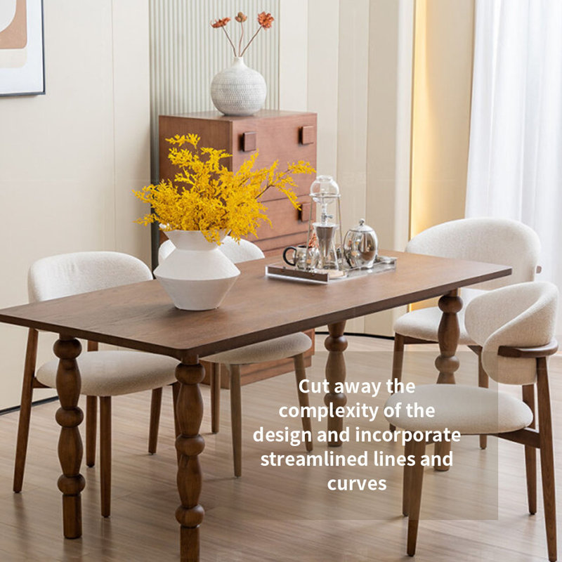 Modern Simple Solid Wood Dining Table And Chairs 6 - Person Solid Wood Solid Wood Top Four Leg Dining Set