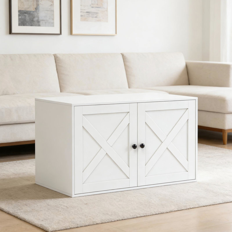 Chat - bac à litière avec espace intérieur spacieux, blanc, L 31,5 po x l 20,9 po H 19,7 po, dissimule pour l'intimité des planches de 0,5 po d'épaisseur, assemblage en 30 minutes