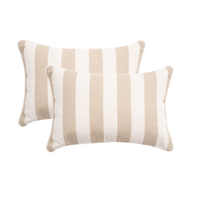 2 Pack Outdoor Throw Pillows 21x15 Inch Decorative Pillow Cushions with Insert, Stripe
