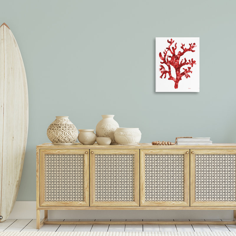 "Red Coral Sprig", art mural sur toile par Patti Mann, H 20 po x l 16 po