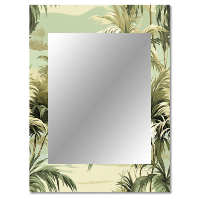 Coastal Palm Paradise Coastal Pattern - tropical  Wall Mirror, Botanical, Floral Decorative Mirror, Printed Metal Art