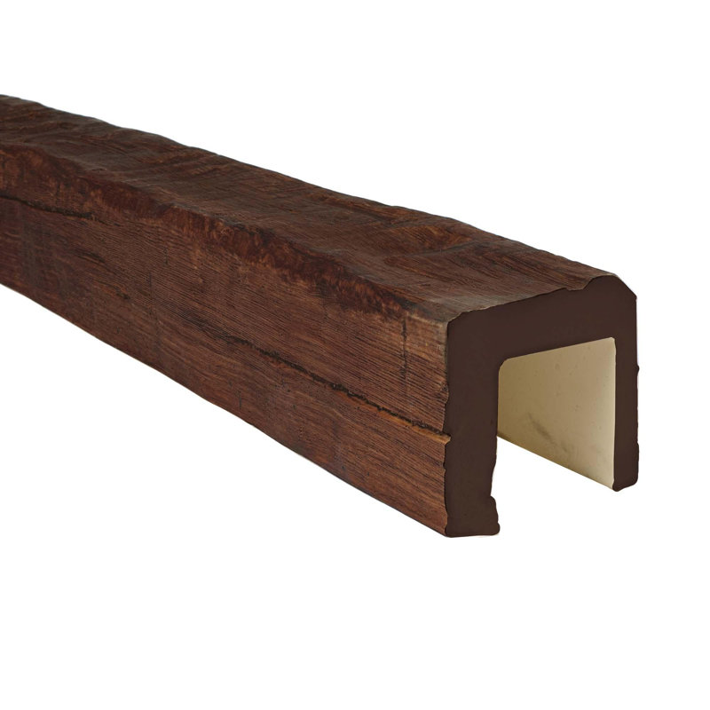 Poutre rétro en simili bois de polyuréthane, H 4 3/4 po x l 4 3/4 po x P 186 po, Noyer