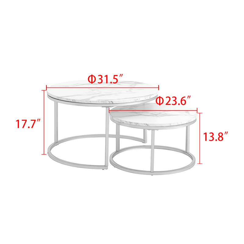 Enid Nesting Coffee Table, Gold, White/Black