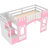 Pink Twin Size Loft Bed With Storage Staircase And Attractive Ornamental Window - Strong Wood Lovable Stable-1194327190