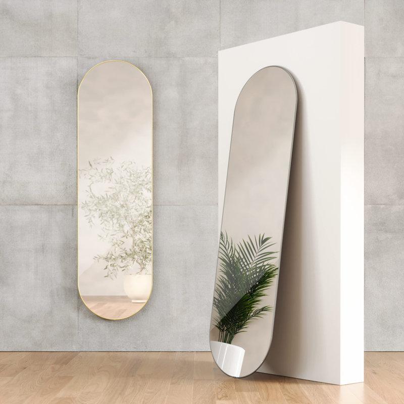 HUBBA PILL MIRROR 157x45 TITANIUM, Brass, 157 cm H x 45 cm W