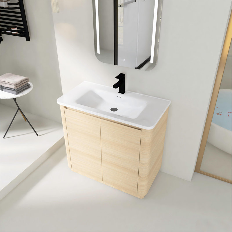 Meuble-lavabo autoportant de 36 pouces avec lavabo en céramique et portes à fermeture en douceur, 36"
