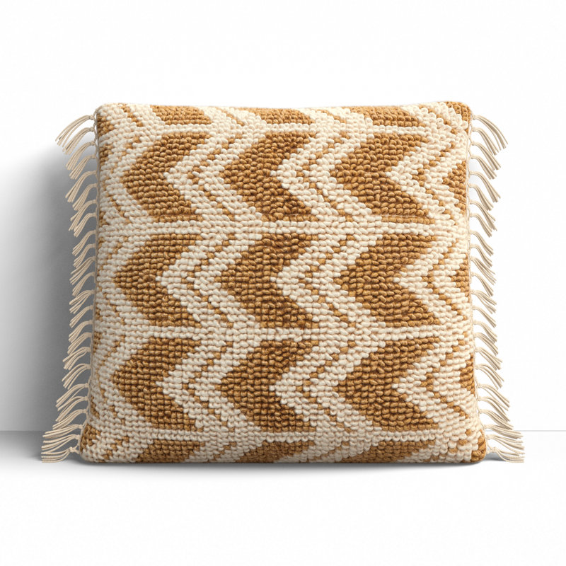 Gold and Ivory Embroidered Square Linen Pillowcase