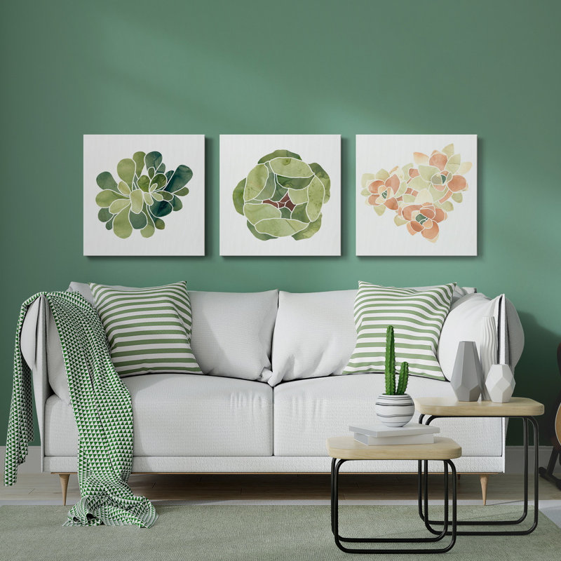 «Succulent Cameo IX», ensemble de 3 toiles tendues, H 40 po x l 80 po x P 1 po