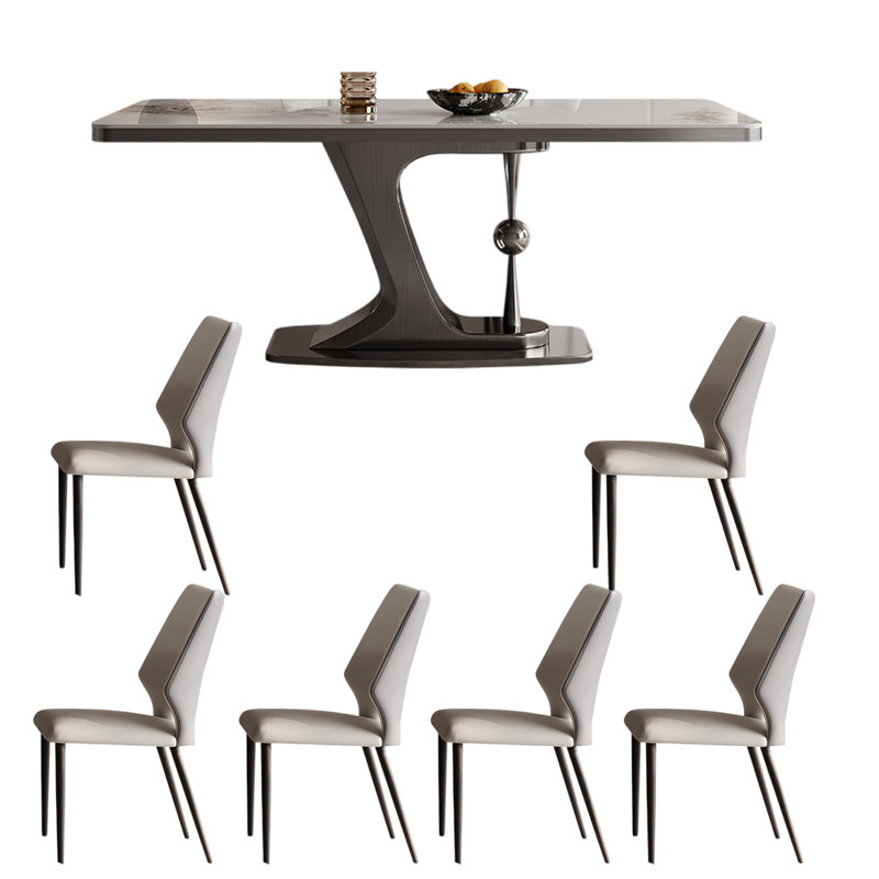 Light luxury modern rectangular dining table set, 29.5"H x 70.9"L x 31.5"W