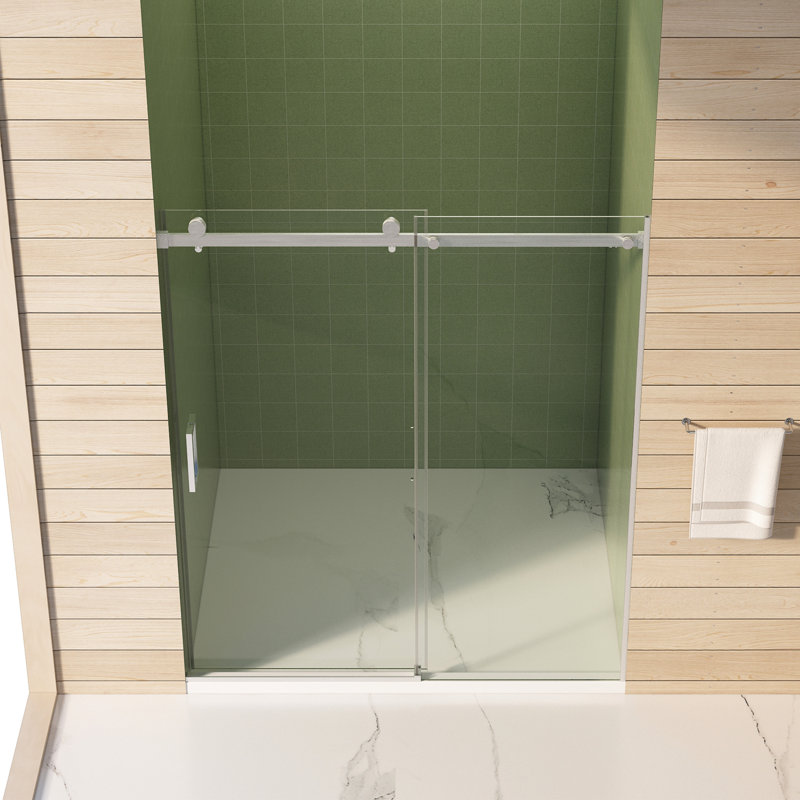 56 - 60 Inches Wide Sliding Shower Door With 70 Height, 8Mm Tempered Glass, Double Side Easy Clean And Buffer For Seamless 56" 60"W X 70"H Coat, Waterproof Convenience