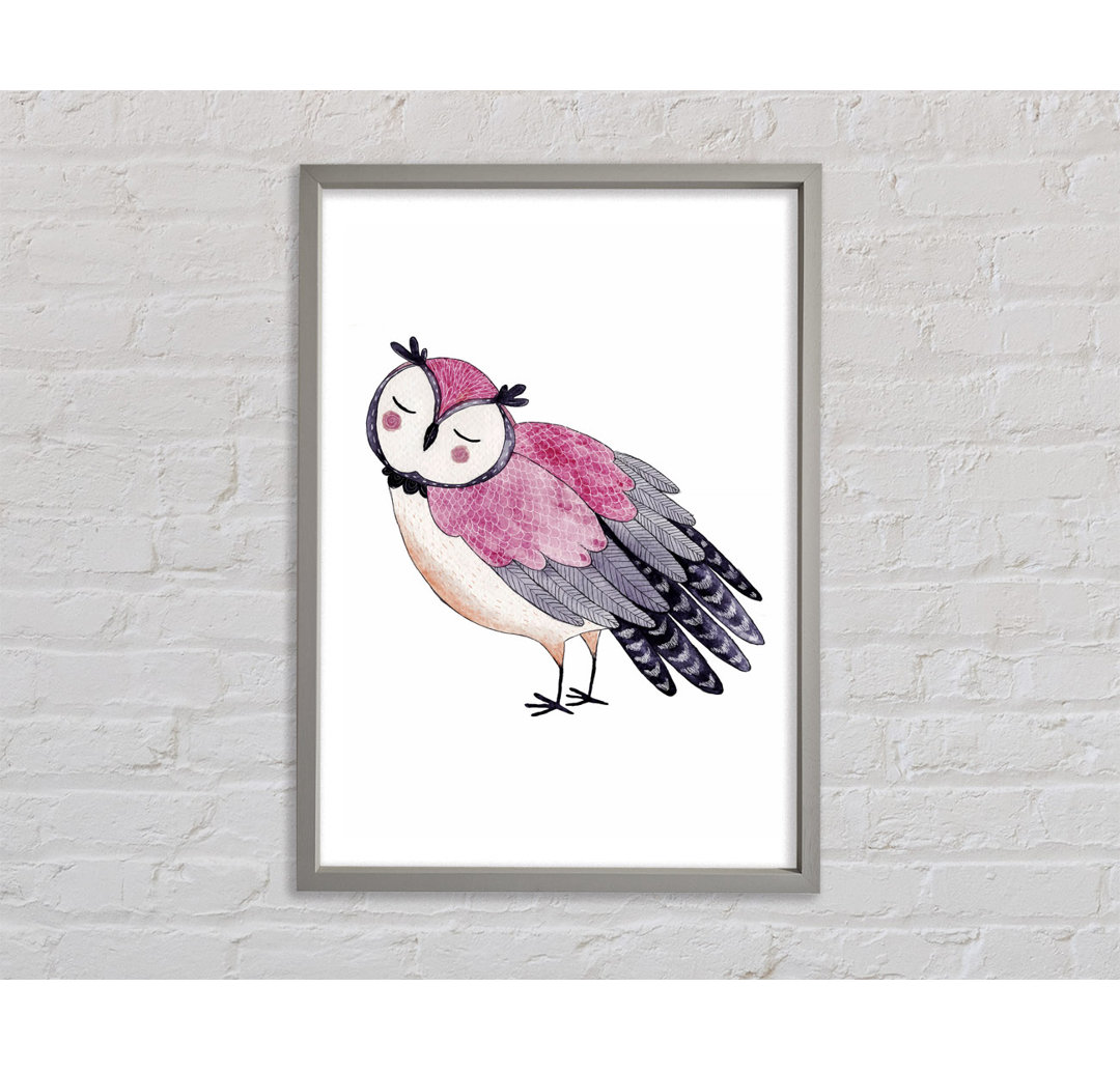 Teressa Pink Owl Gerahmter Druck Wandkunst