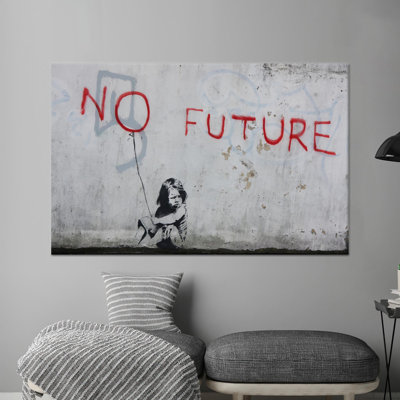 Impression sur toile Banksy, «No future», avec toile de fond, 1P, toile blanche encadrée
