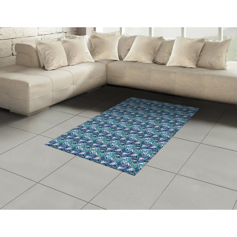 Palm Leaf High Density Long Fiber Poly Threads Decorative Area Rug Carpet, Rectangle 4' x 5'8"