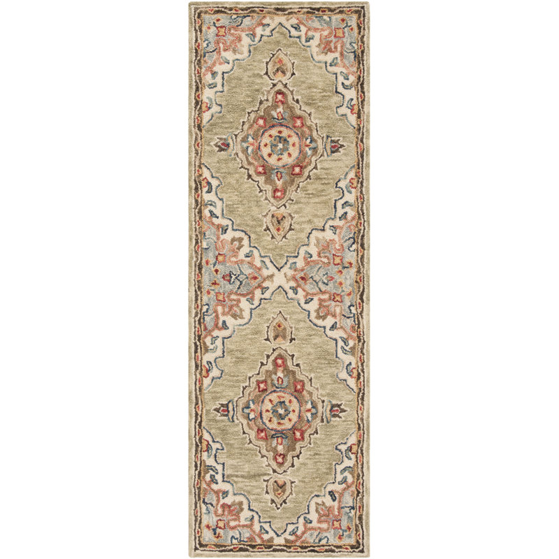 Tapis oriental en laine touffeté à la main Wimpole, Tapis de couloir 2 pi 3 po x 8 pi