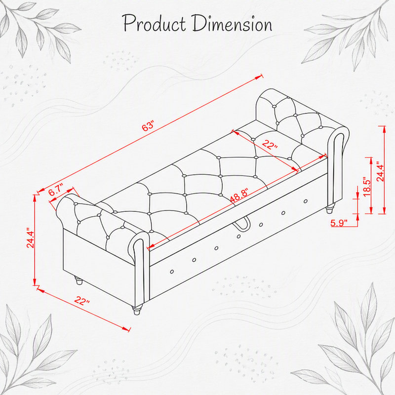 Banc de lit 63 po en tissu beige