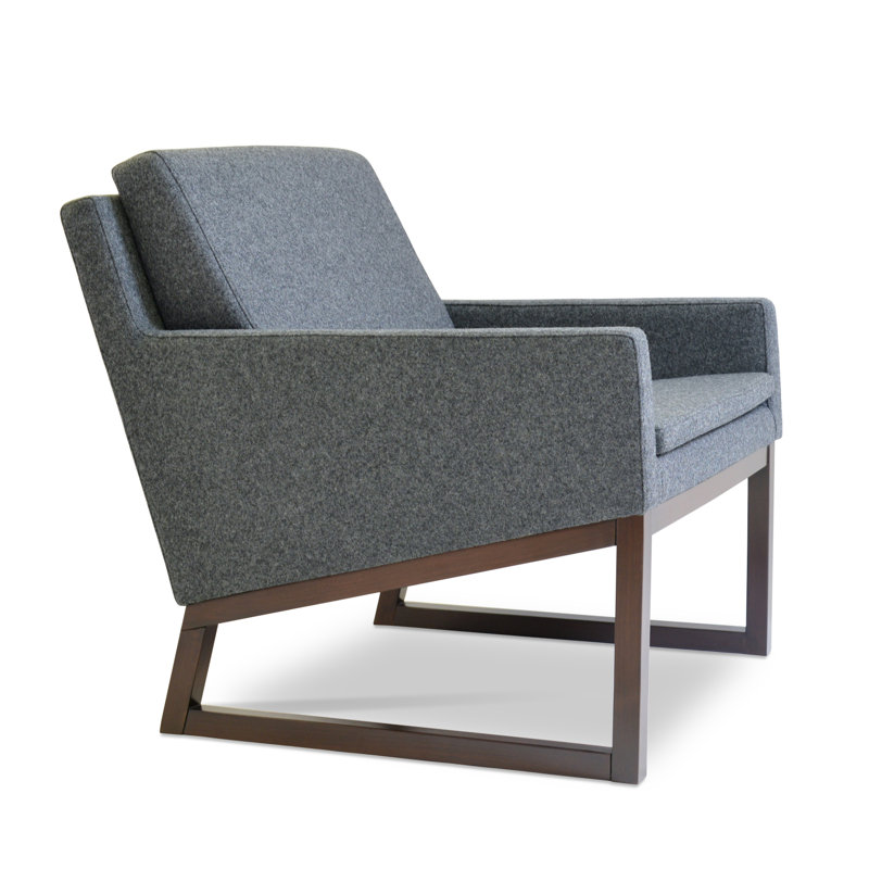 Nova Wood Armchair in Wool, Dark Gray