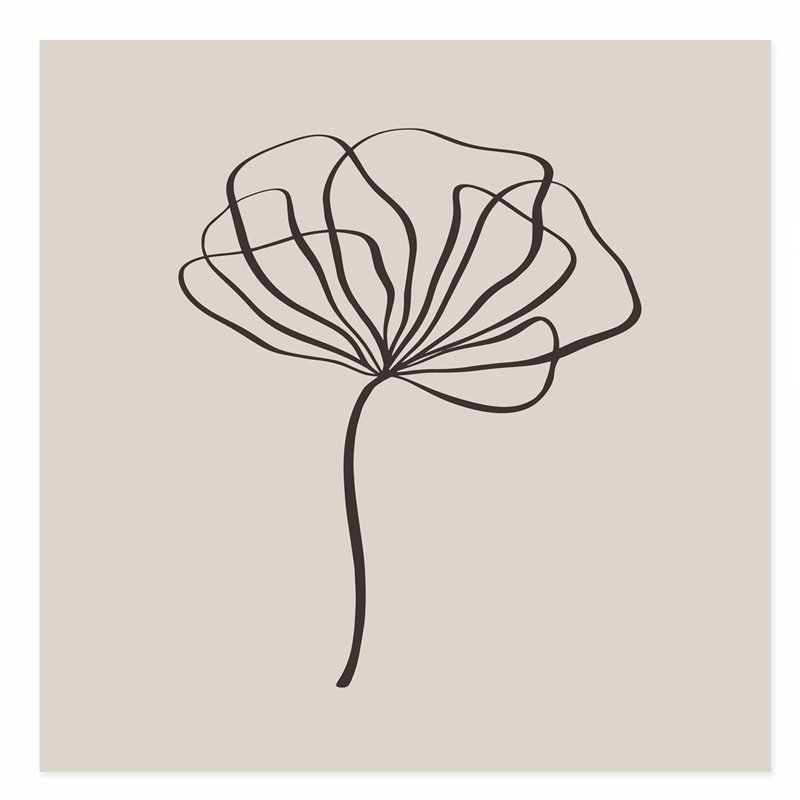 Floral beige, reproduction d'art moderne sans cadre, H 18 po x l 18 po