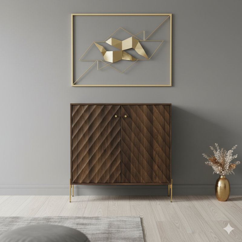 Buffet avec rangement, armoires de rangement de style Mid-Century moderne, buffet au fini noyer pour le salon, la salle à manger, le vestibule, le couloir et la cuisine