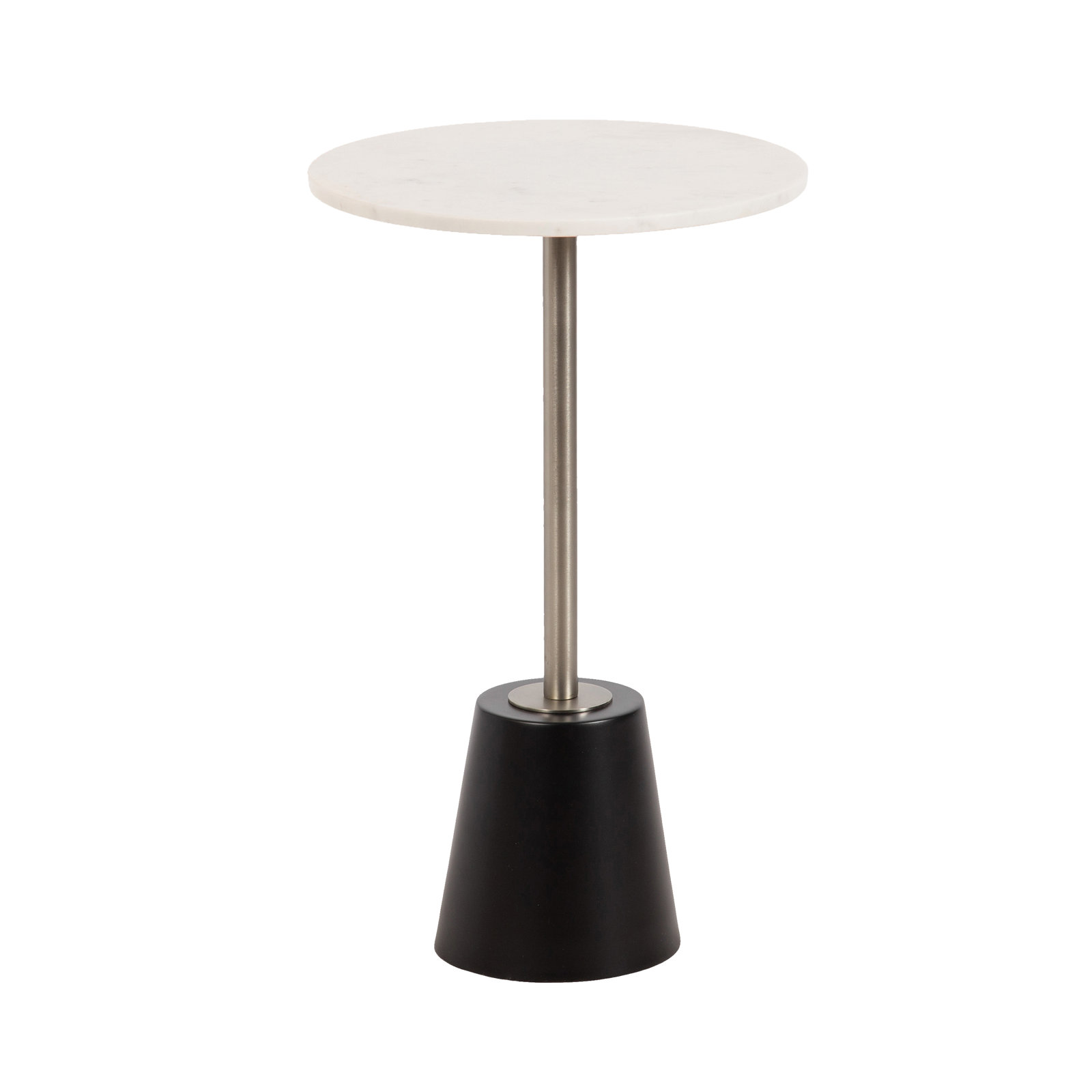 Cemil End Table, White, Black/Silver, 23.25" H x 14" W x 14" D