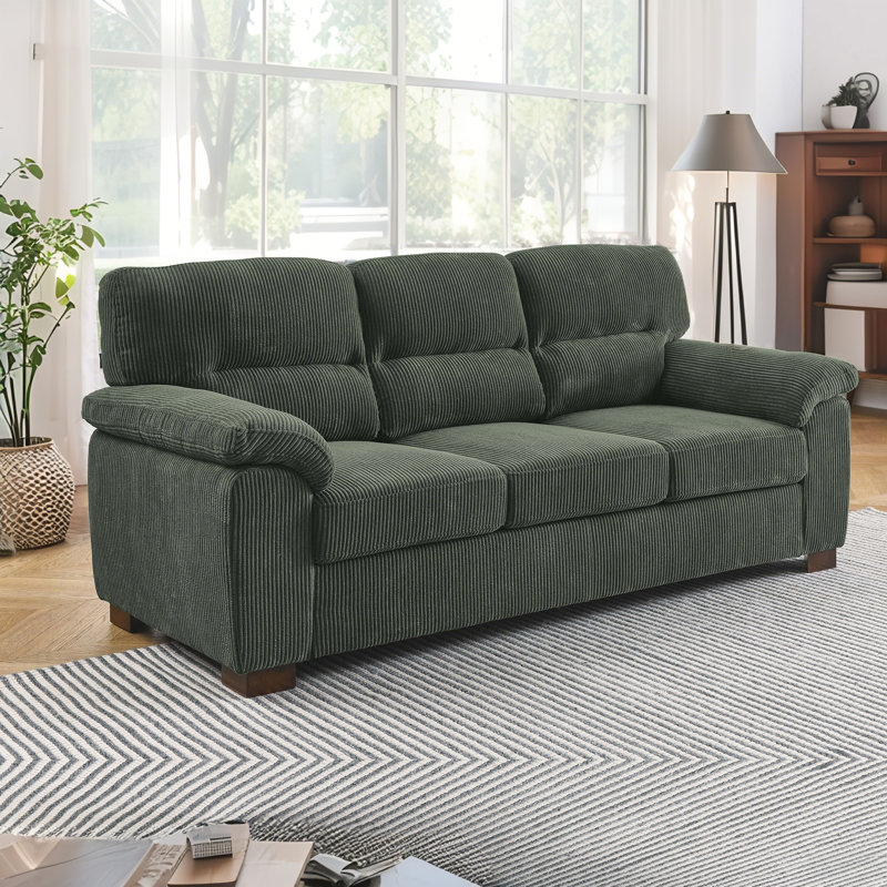 81 " 3 Seater Couches, Comfy Couches With 24" Deep Seat For Living Room, Green
