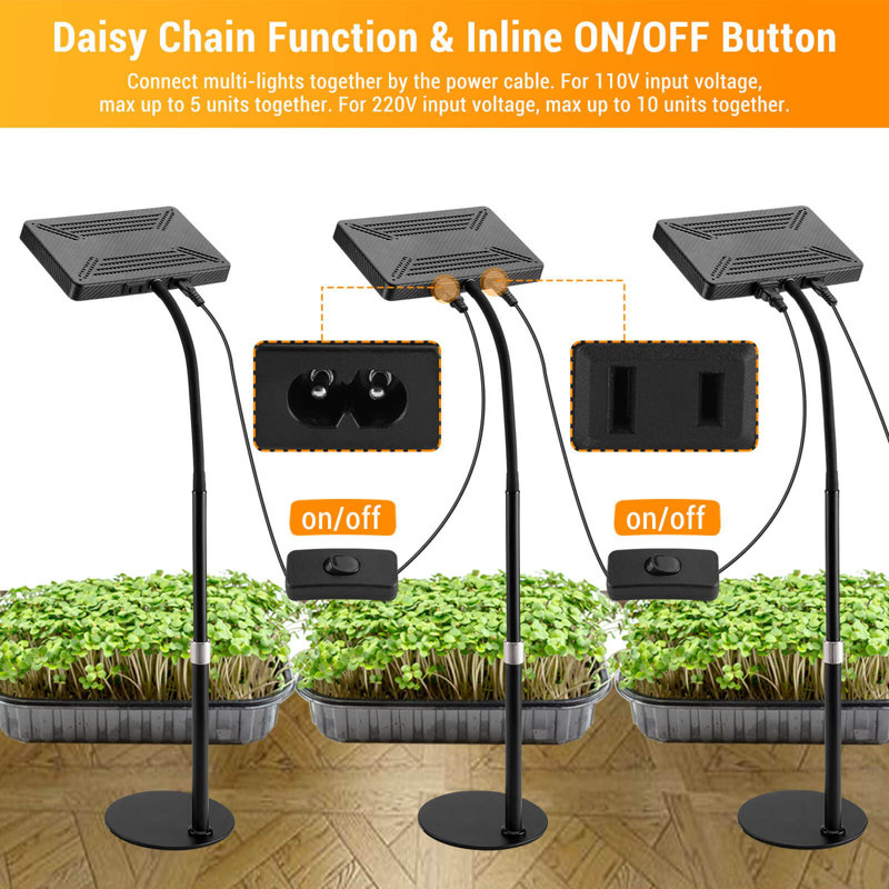 Adjustable Black LED Grow Light for Indoor Plants with Stable Base