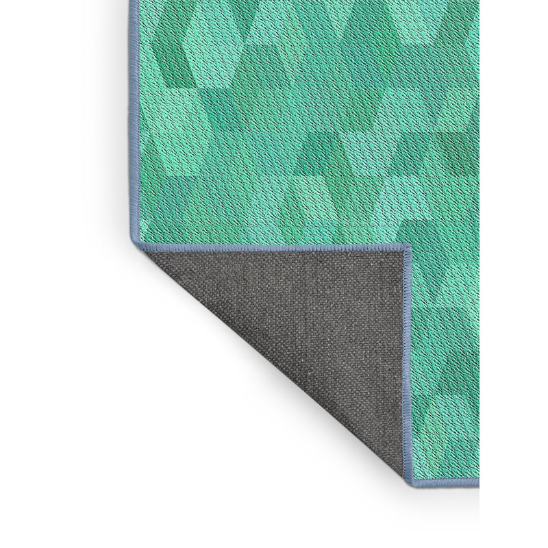 Tapis vert/blanc à motifs, Rectangle 2 pi x 3 pi