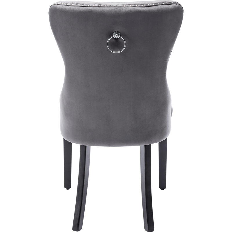Bomford 50cm H Velvet Upholstered Metal Full Back Side Chair in Grey