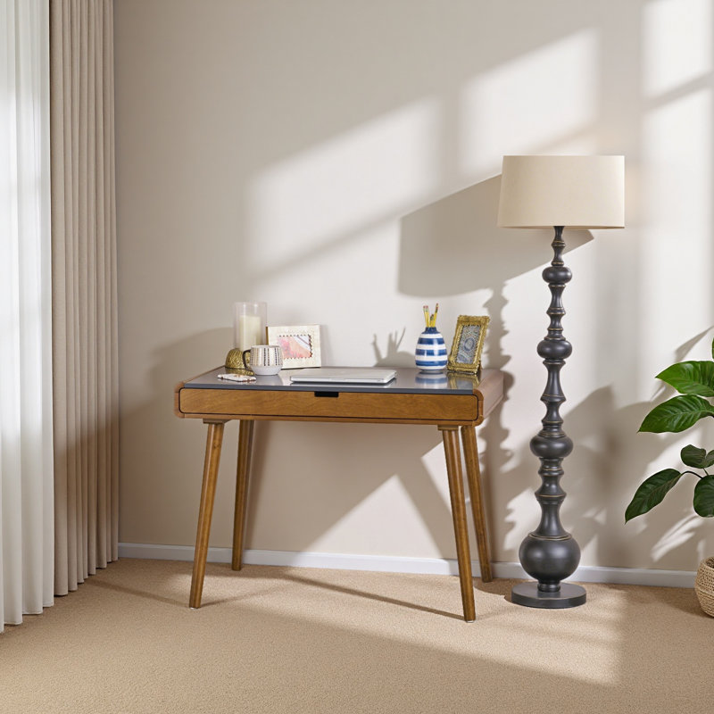 Bureau d'écriture avec grands tiroirs, table d'ordinateur pour espace de travail ou entrée