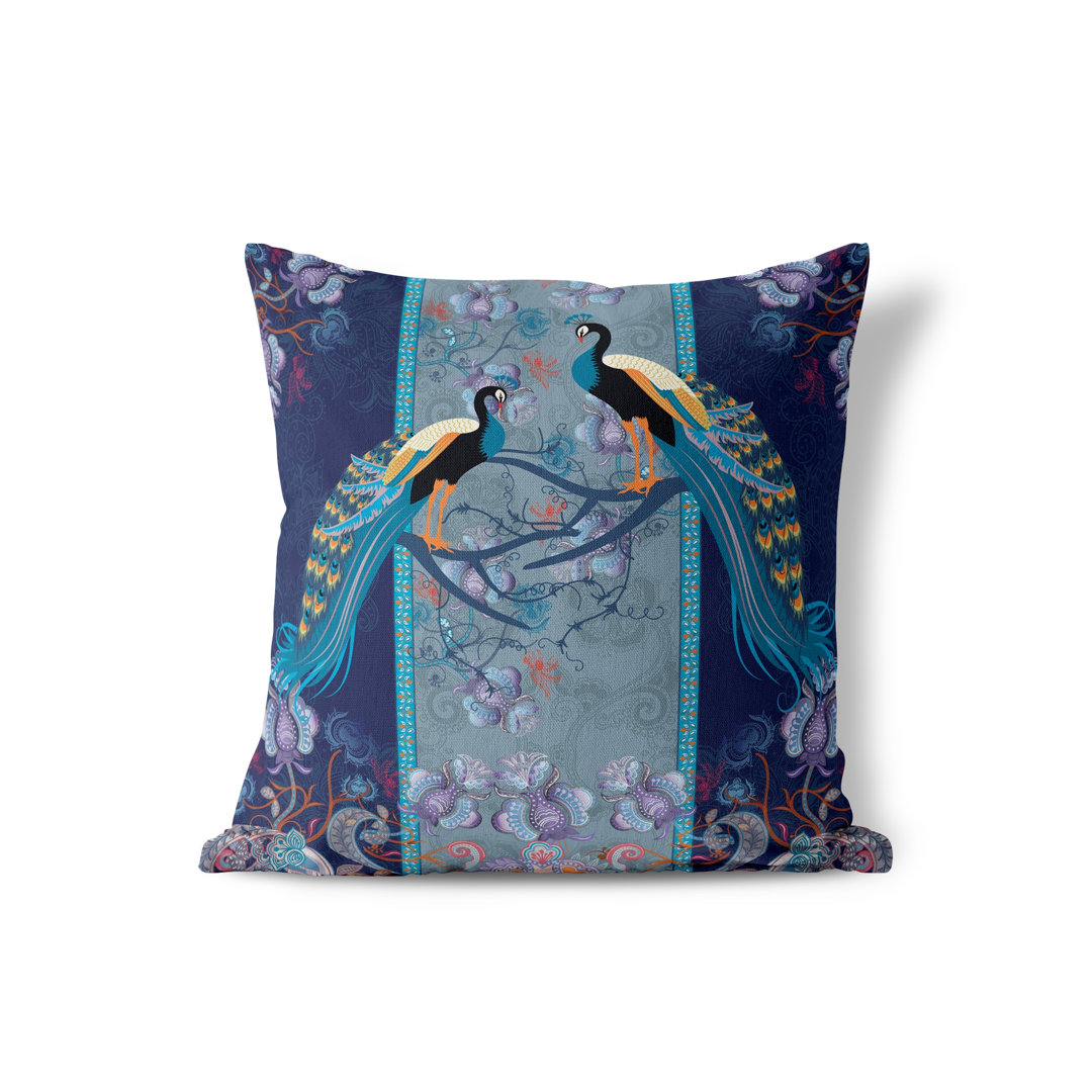 Enchanted Peacock Indoor / Outdoor Floral Square Cushion With Filling