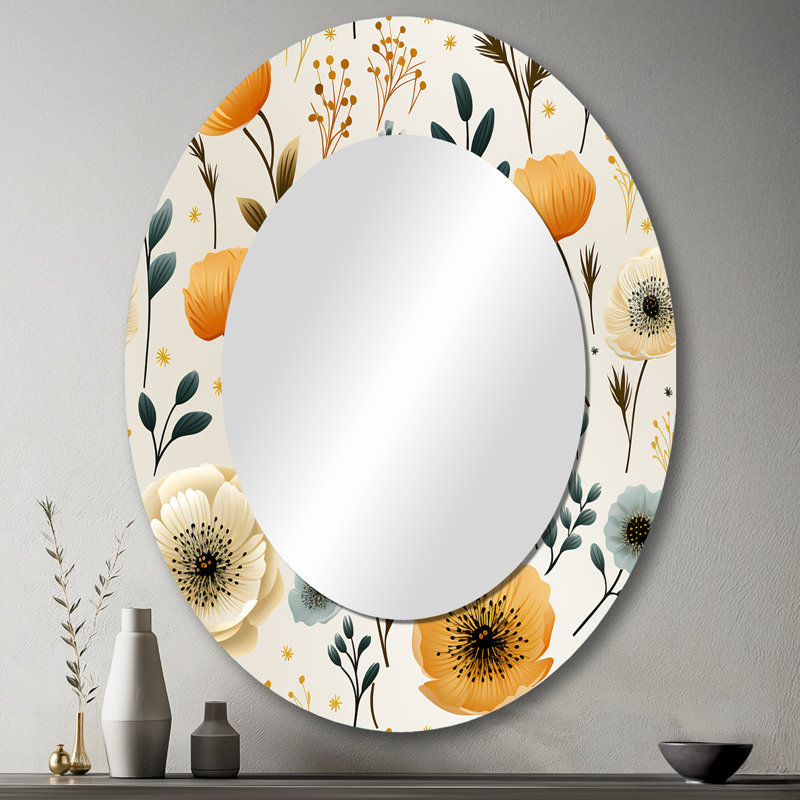 Miroir mural blanc et jaune, H 43 po x l 33 po