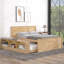 Lit plateforme double en bois avec lit gigogne escamotable et armoire de rangement-133218476