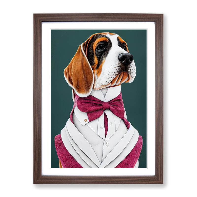 Regal Dog - Framed Print, 34cm H x 25cm W x 2cm D, Walnut