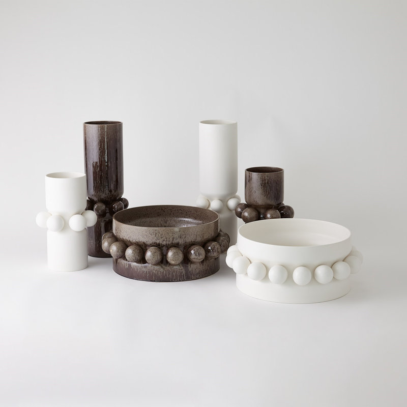 Hera Handmade Ceramic Table Vase, White, 20.75" H x 8" W x 8" D