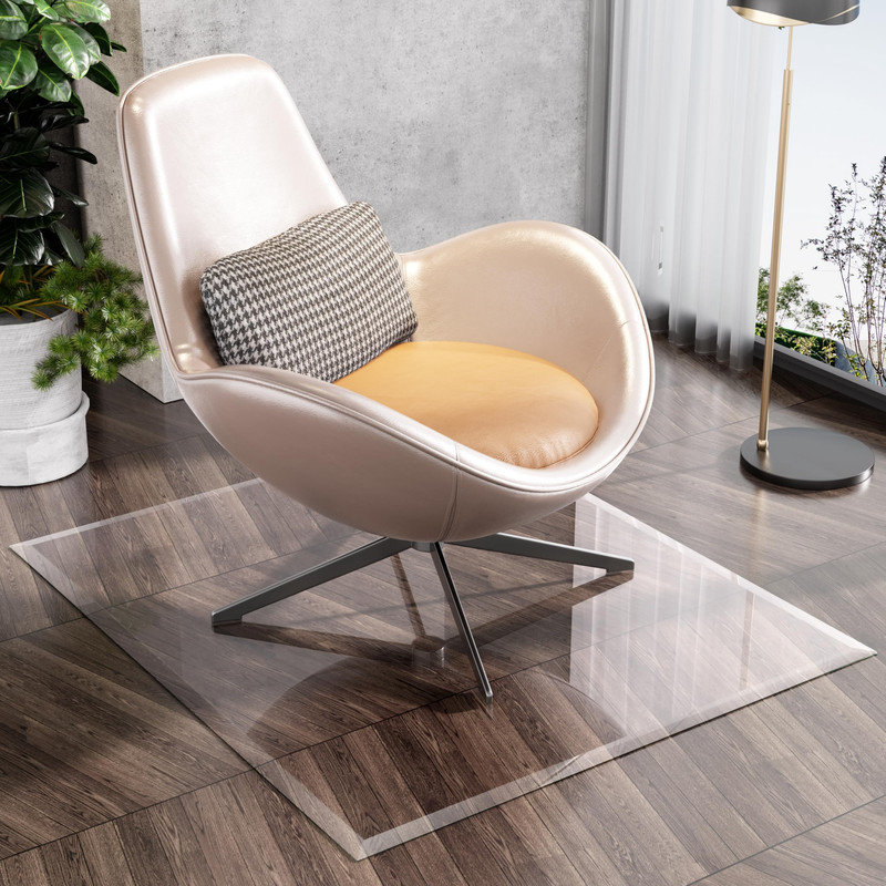 Tapis de chaise en verre biseauté à bords biseautés, 36" W x 36" D