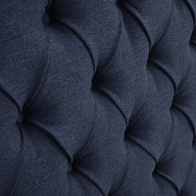 Queen Size Upholstered Headboard With Transitional Button Tufting, Double Nailhead Trim, Navy, Adjustable Black Metal Legs, Wood Frame For Queen, Decor, Navy , Tool Included