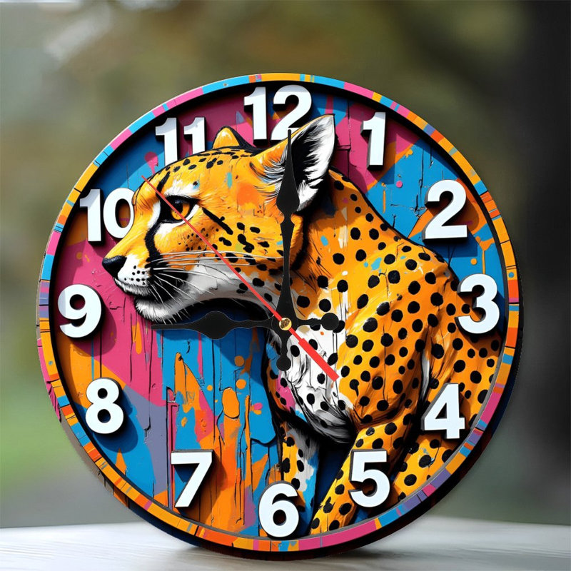 Horloge murale artistique léopard