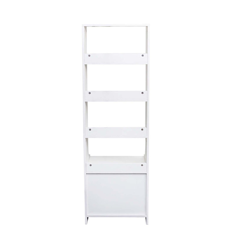 Night Stand with Bookshelf And Drawers, White