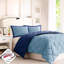Édredon bleu marine + bleu avec duvet synthétique et bordures réversibles
