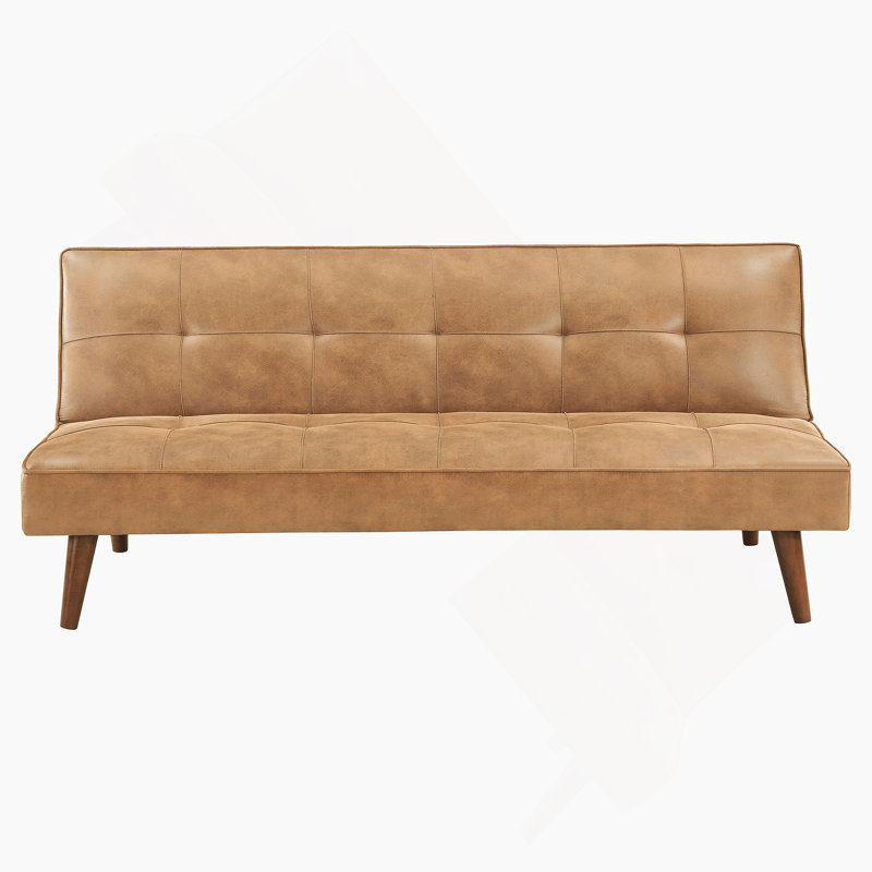 Convertible Sofa Bed With Sinuous Spring Construction, Retro Wood Legs And Biscuit Tufting, Ideal For Contemporary Living Spaces