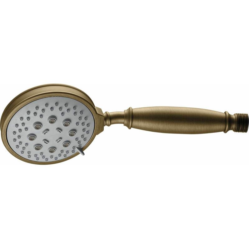 Traditional 4.13" Brass Multi Function Handshower 1.8 GPM, Antique Brass Flat