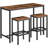 Bar Table And Chairs Set, 47.2” Rectangular Pub Table With 2 Stools For Small Space, High Top Table, 3-Piece Breakfast Table Set, Sturdy Metal Frame, Easy To Assemble, Rustic Brown