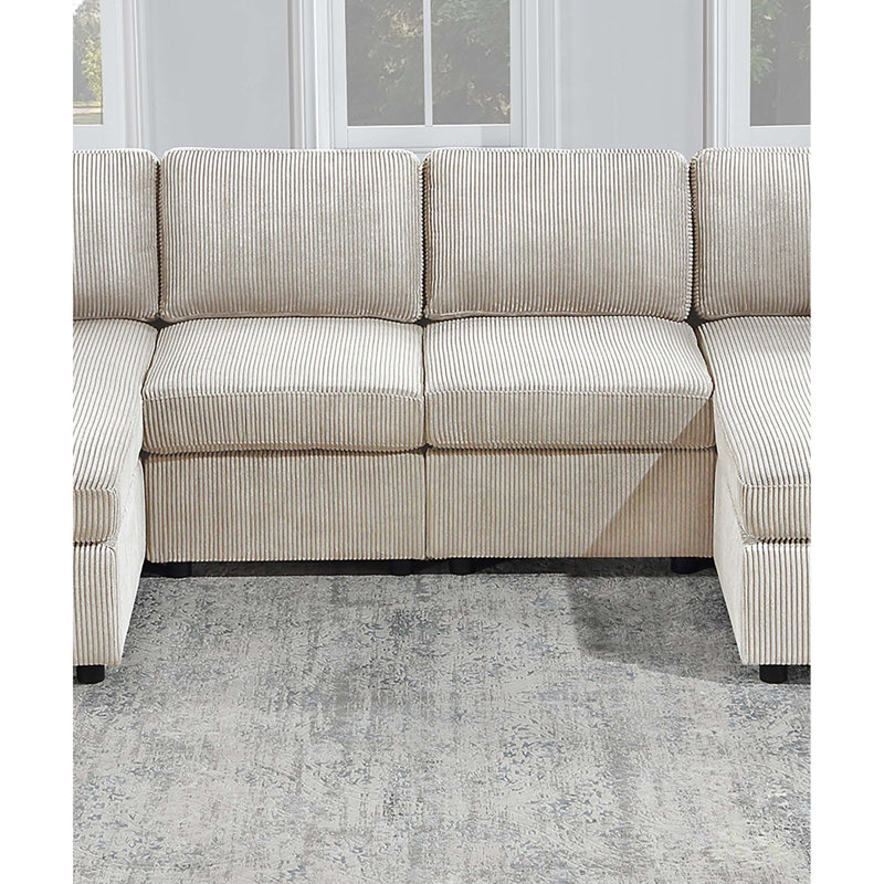 Ensemble de canapé modulaire 3 pièces Modern Design, Ivory Corduroy