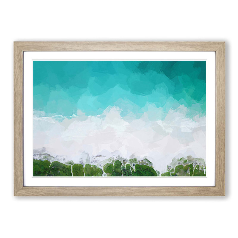 Kailua-Kona in Hawaii in Abstract - Picture Frame Graphic Art Print, 50cm H x 76cm W x 2cm D, Oak