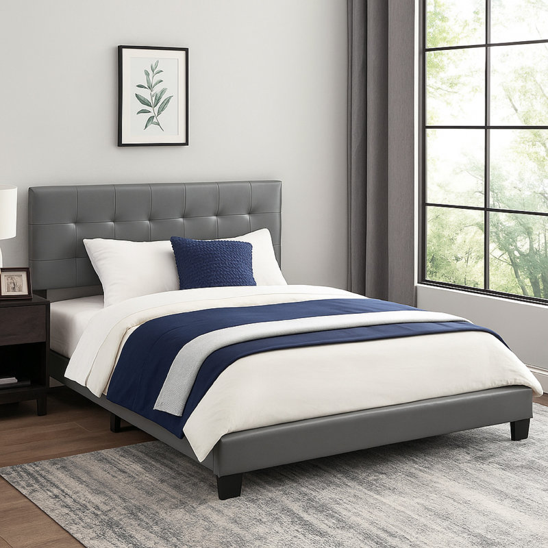 Rinku Platform Bed, White, Full/Double
