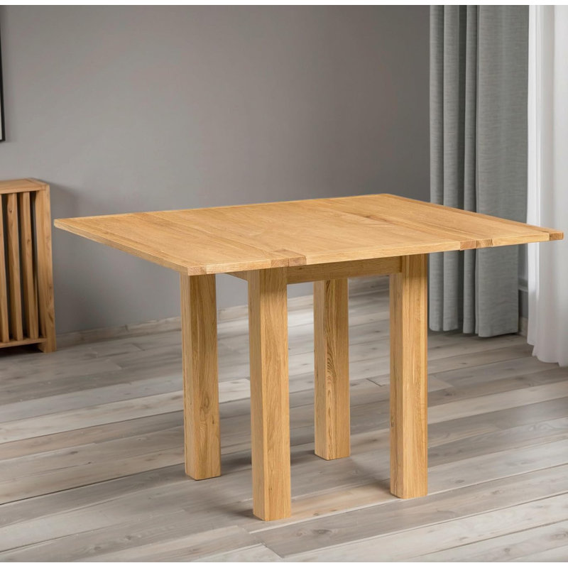 Farris 110 cm Extendable Oak Rectangular Wood Top Dining Table with Wood Base