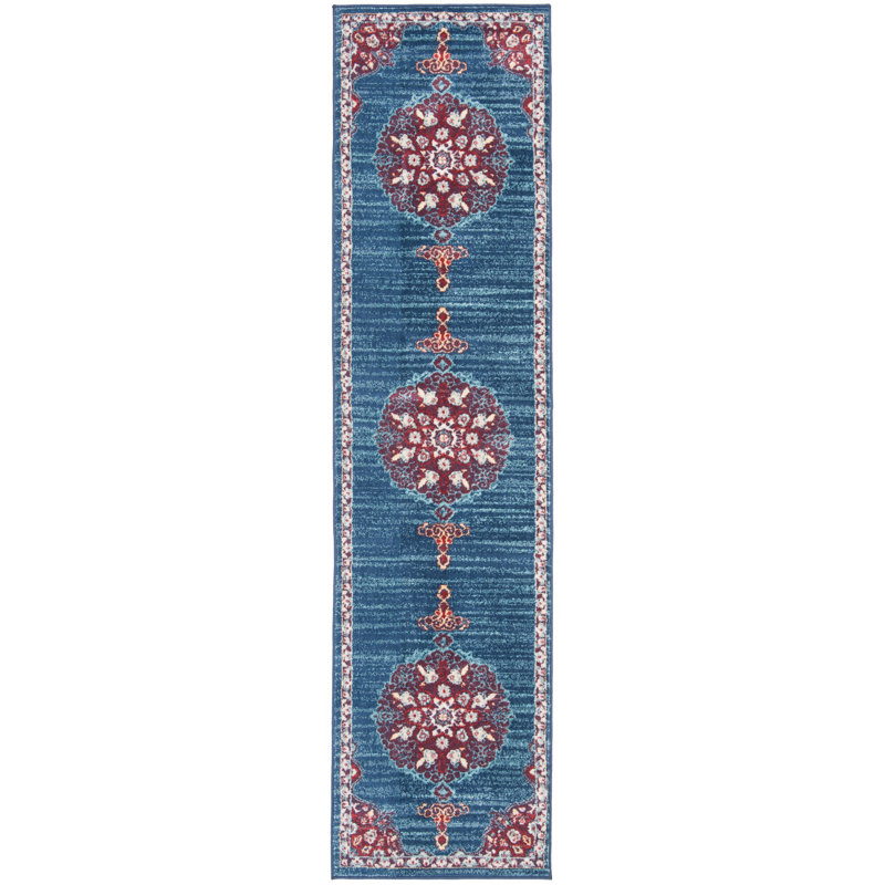 Barcus Oriental Burgundy/Ivory Area Rug, Runner 2' x 8'