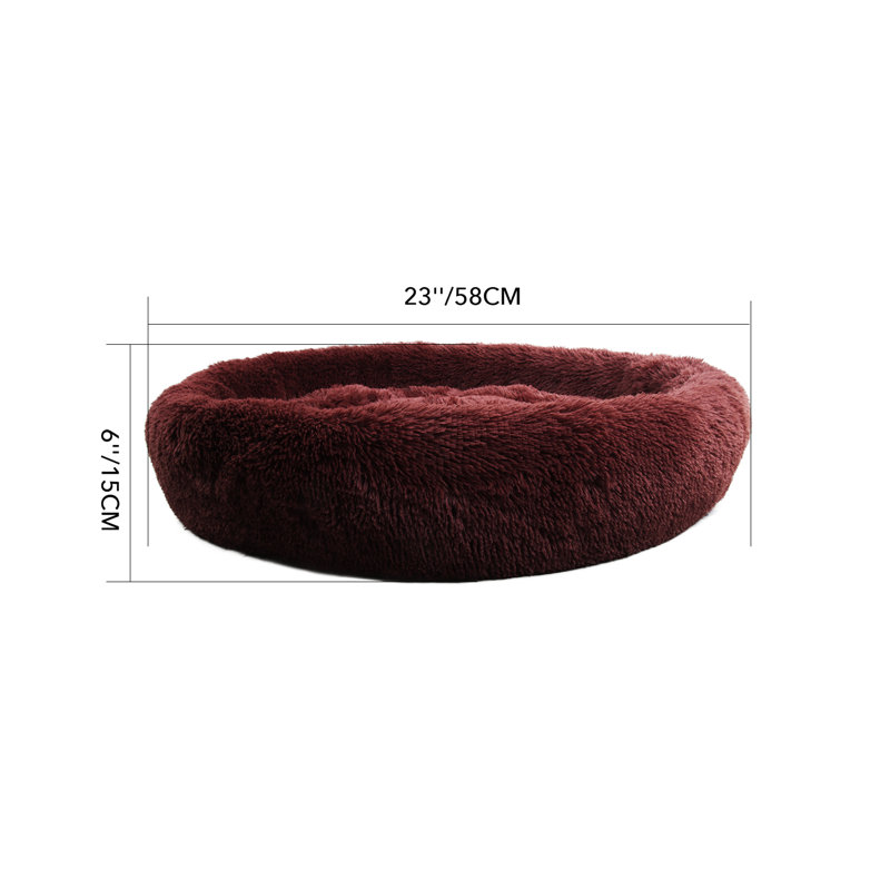 Tapis pour chien doux et rond, H 6 po x l 23 po x P 23 po, Brun