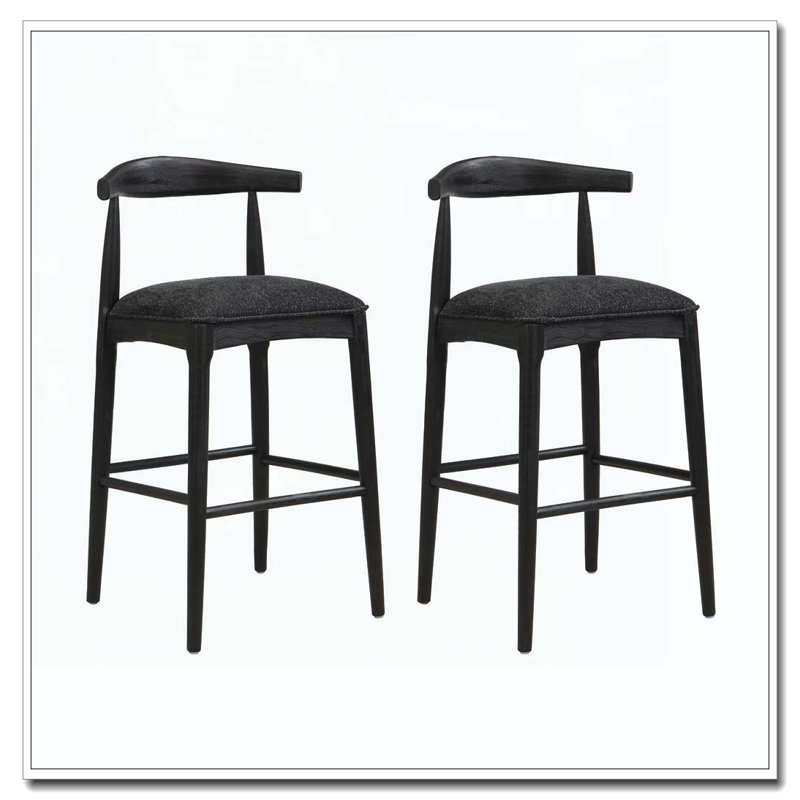 Tabouret de bar en bois, Siège noir / cadre noir