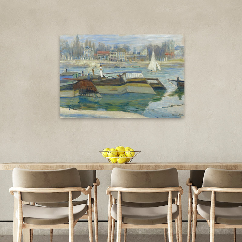 Peniches A Asnieres 1873 Classic Contemporary Coastal Wall Art Print by Claude Monet - Wrapped Canvas Print