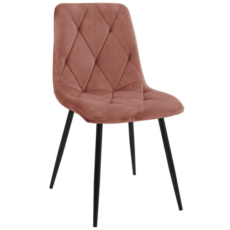 Narrows 47cm H Tufted Velvet Upholstered Upholstered Back Side Chair in Pink